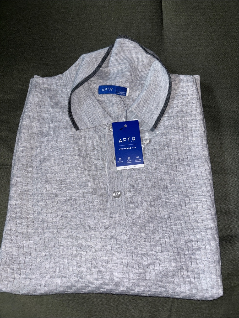 APT 9 merino blend sweater polo men’s large